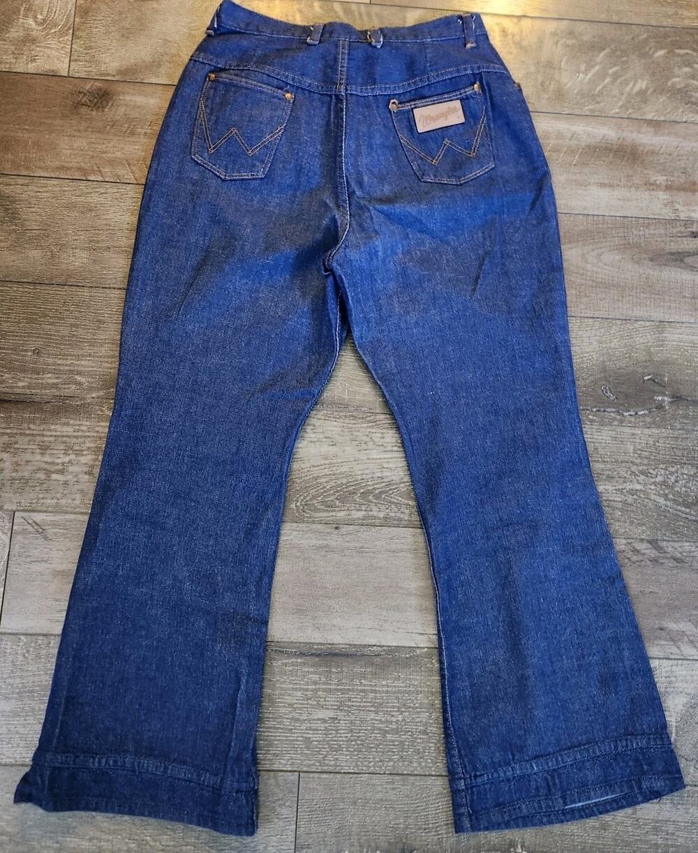 Wrangler True Vintage Rigid Denim Jeans Full Hips Western USA Flare High Rise